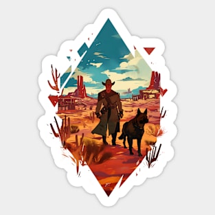 A Wanderer and His Companion - Diamond Frame - Post Apocalyptic Sticker